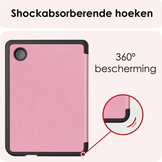 Hoes Geschikt voor Kobo Clara Colour Hoesje Bookcase Cover Book Case Hoes Sleepcover Met Screenprotector - Roze van Merkloos — afbeelding 5