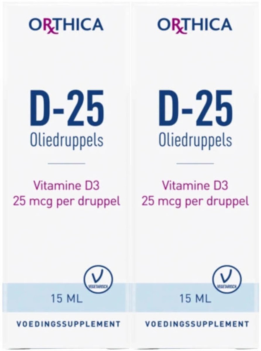Orthica Vitamine D-25 Oliedruppels - 2 x 15 ml - Voordeelverpakking