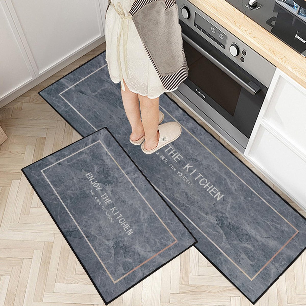 Ibenzoa® Multifunctionele Voetmatten Set - 2 Stuks, Antislip, Wasbaar, Voor Diverse Ruimtes