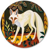 Schilderij van vos en natuur - Vos wandcirkel - Wandbord dier - Art Deco - Forex muurcirkel op maat - Minimalistische wanddecoratie - muurcirkel forex 100x100 cm