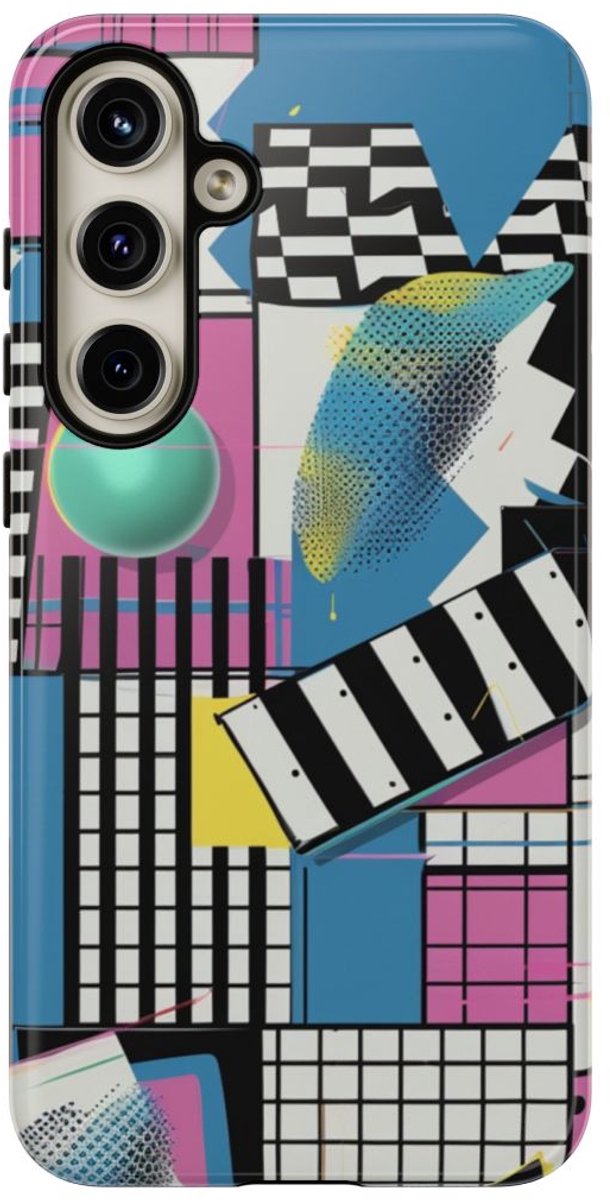 Kleurrijk Geometrisch Abstract Patroon – Telefoonhoesje Geschikt voor Galaxy S24 Plus