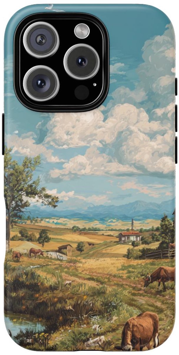 Landelijk Uitzicht met Boerderijdieren – Telefoonhoesje Geschikt voor iPhone 16 Pro