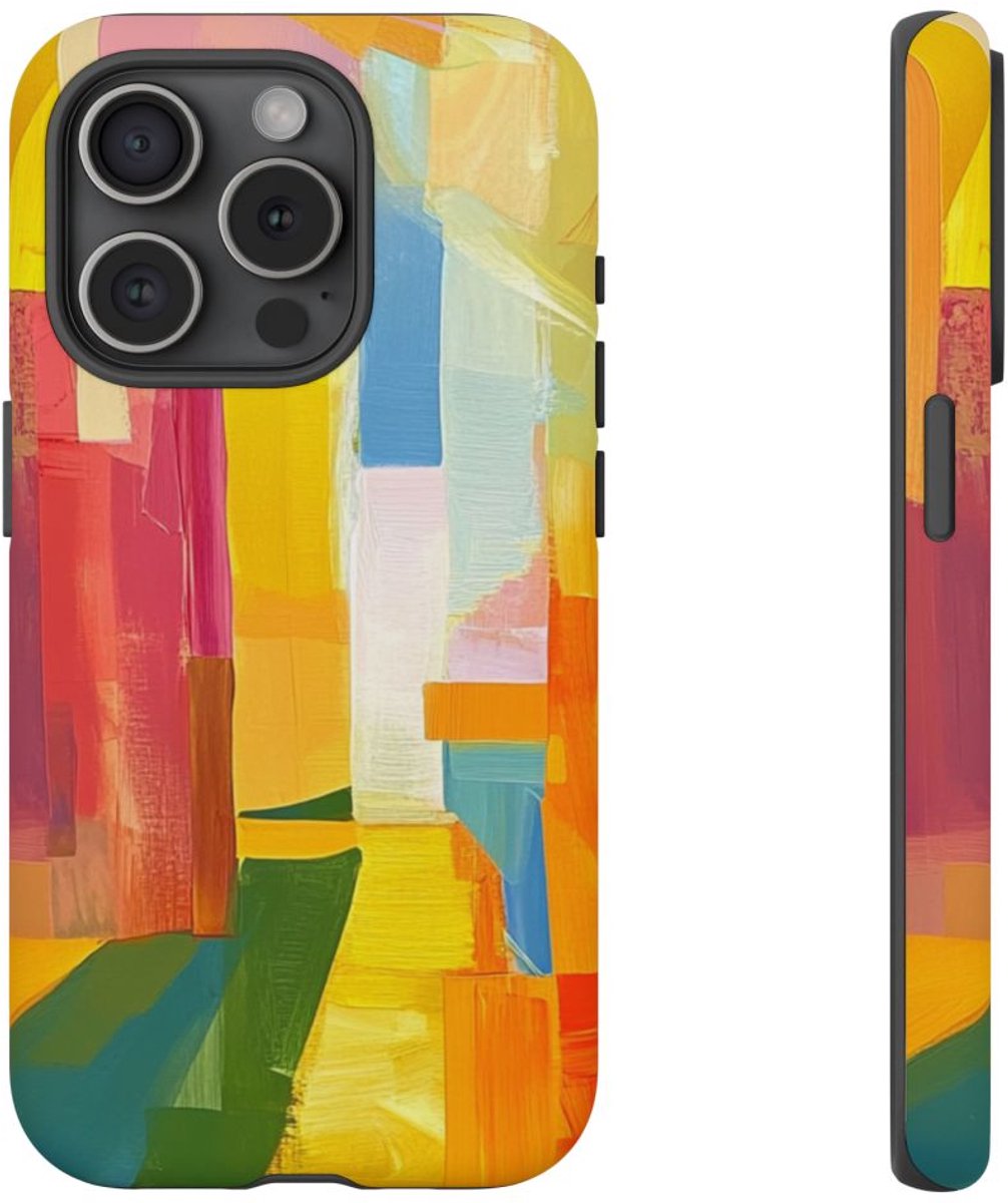 Abstracte Kleurrijke Penseelstreken – Telefoonhoesje Geschikt voor iPhone 15 Pro