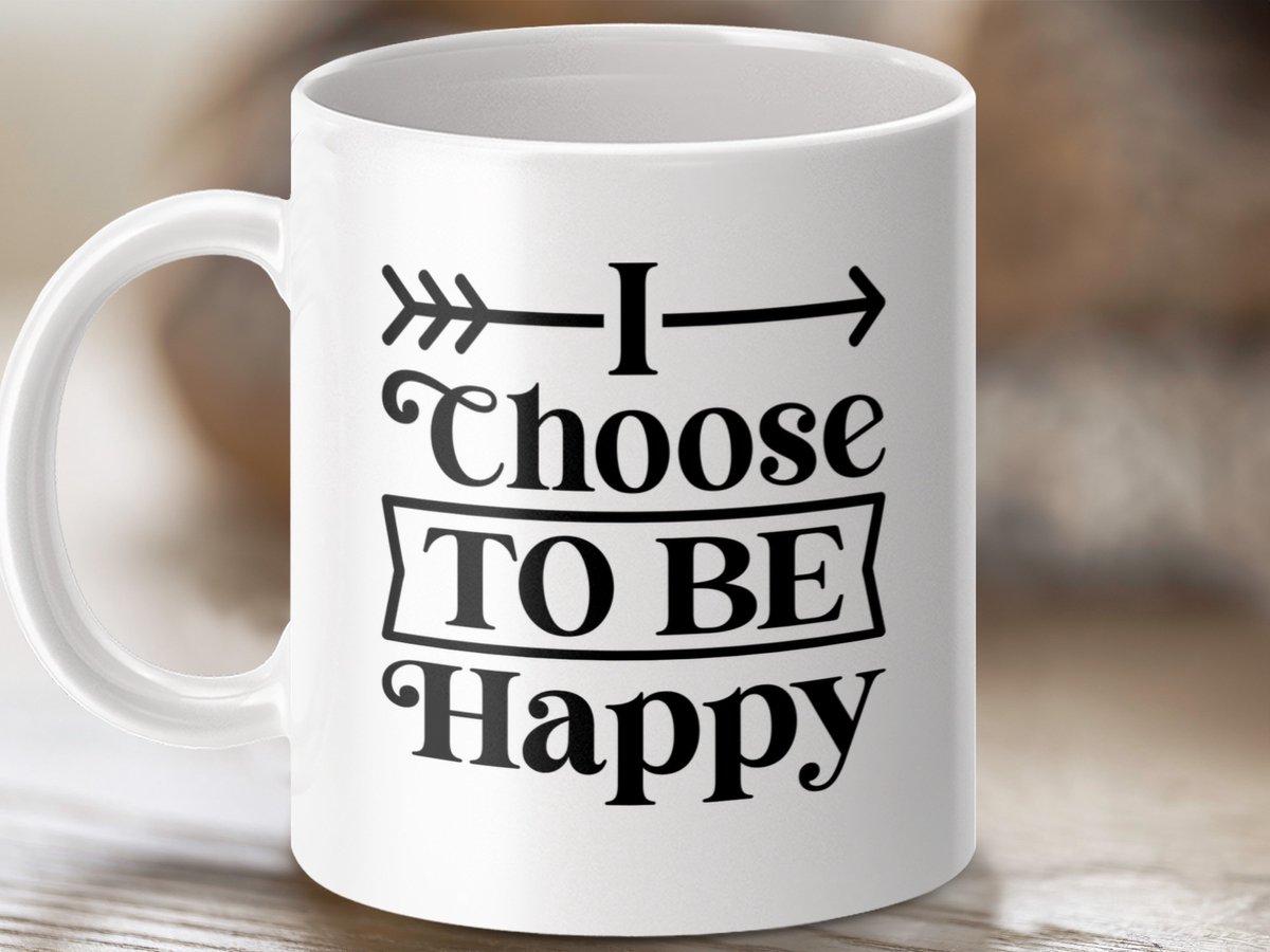 positieve vibes mok, inspirerende mok, kies voor geluk, motiverende spreuk, nieuw cadeau, koffiemok cadeau, gelukkig zijn, positieve tekst, inspiratie cadeau, leuk cadeau idee, thee mok ontwerp, koffiekop ontwerp, optimistische mok