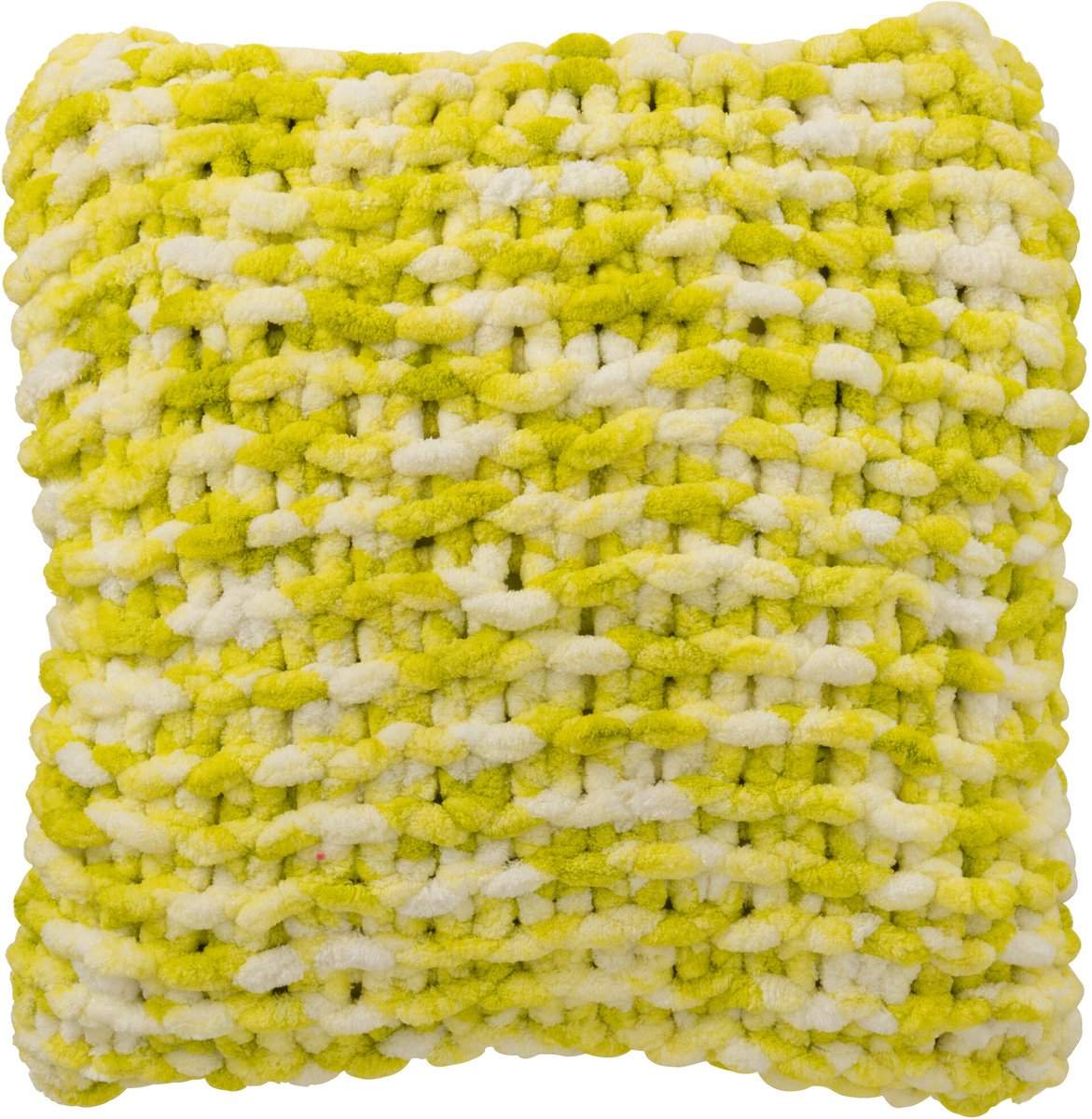 J-Line kussen Gebreid - polyresin - wit/groen Wit - Groen