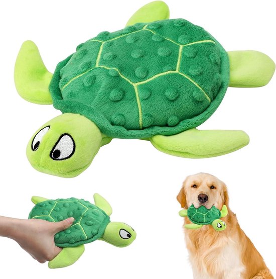 ByShane - Interactief Hondenspeelgoed | Kauwspeelgoed voor Puppy's | Pluche Schildpad Knuffeldier | Geschikt voor Kleine en Middelgrote Honden