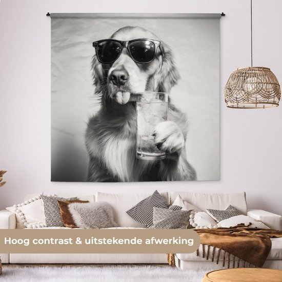 Gards Tuinposter Retriever Hond Bij Het Water In De Bergen - 70x70 Cm Tuindoek Tuindecoratie Wanddecoratie Buiten Tuinschilderij