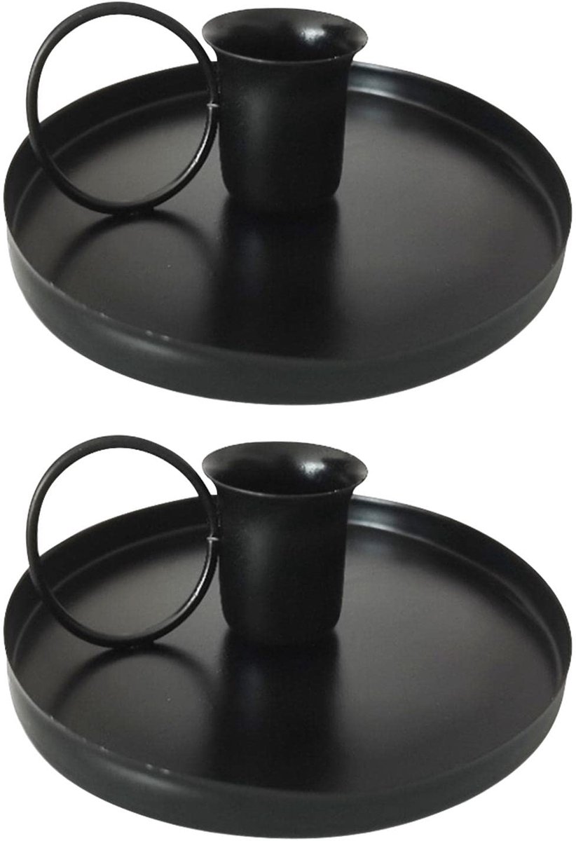 Ibenzoa Elegante Set van Twee Zwarte Metalen Kandelaars voor Diverse Decoratieve Gebruiken
