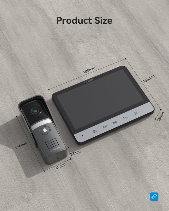 RFWR® Video-deurintercom met camera en 7 inch monitor - 4-draads installatie met nachtzicht van RFWR — afbeelding 3