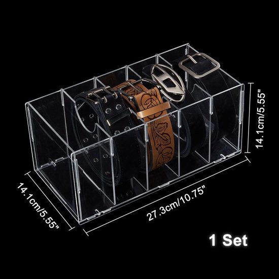Sezanrpt 5 Vakken Acryl Riem Organizer, Duidelijke Riem Display Case voor Stropdas Organizer aan de Muur Gemonteerd