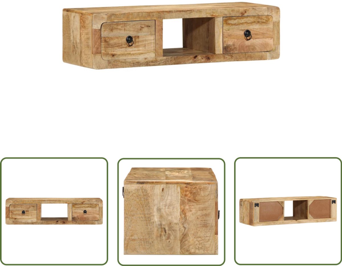 vidaXL TV Kast - TV-meubel - Tv-wandmeubel 100x32x25 cm massief hout ruw mangohout - Salontafel - Houten Meubel - Mangohout