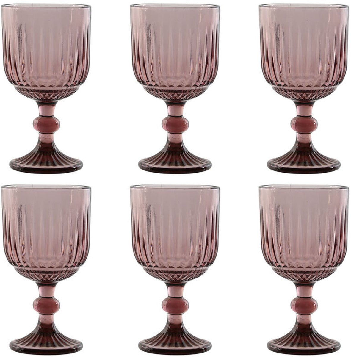 Set van bekers Home ESPRIT Roze Kristal 380 ml (6 Stuks)