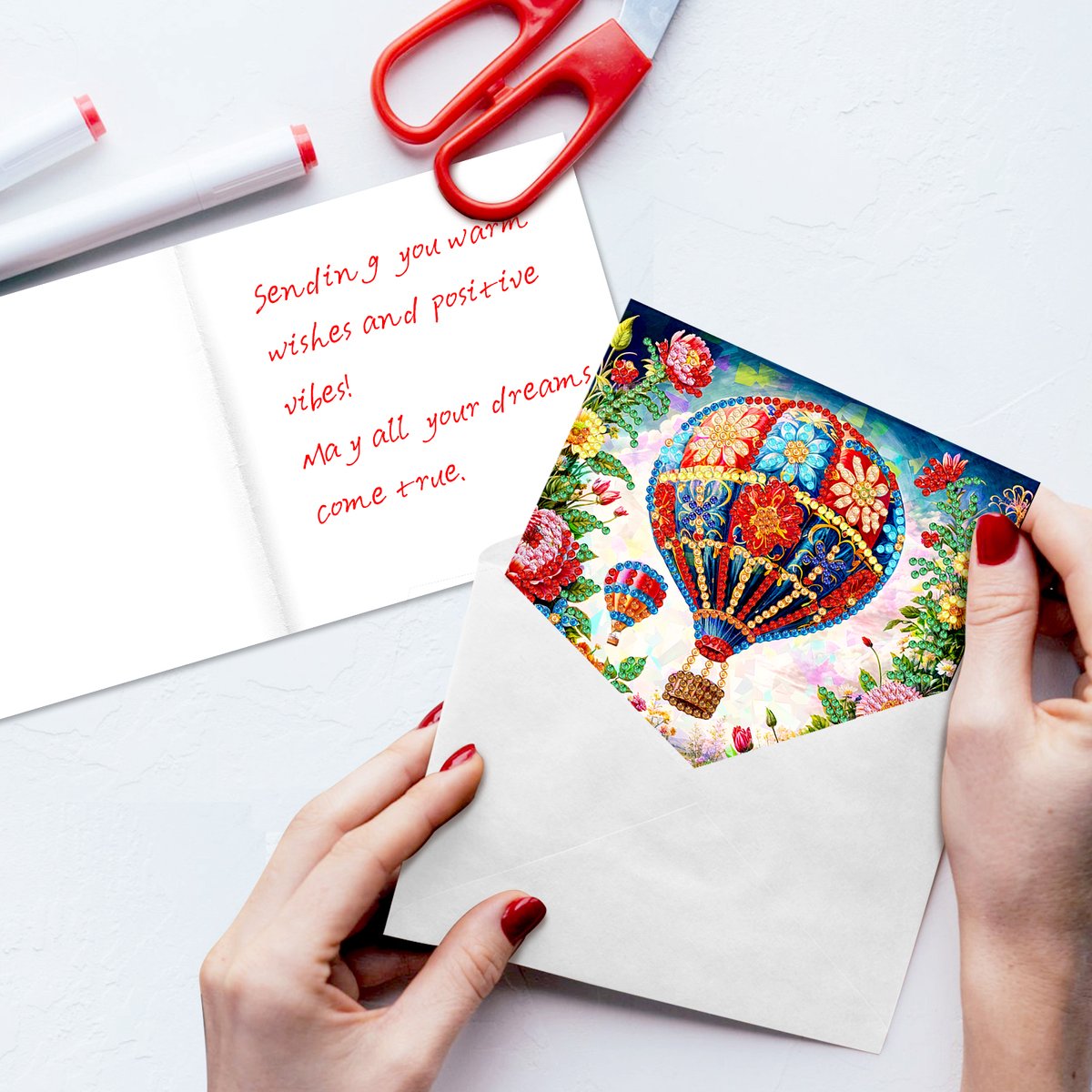 Adorzy Diamond Painting Kaarten – 12 Wenskaarten met envelop - Diamond Painting Volwassenen – Diamond Painting Volledig Pakket — afbeelding 6