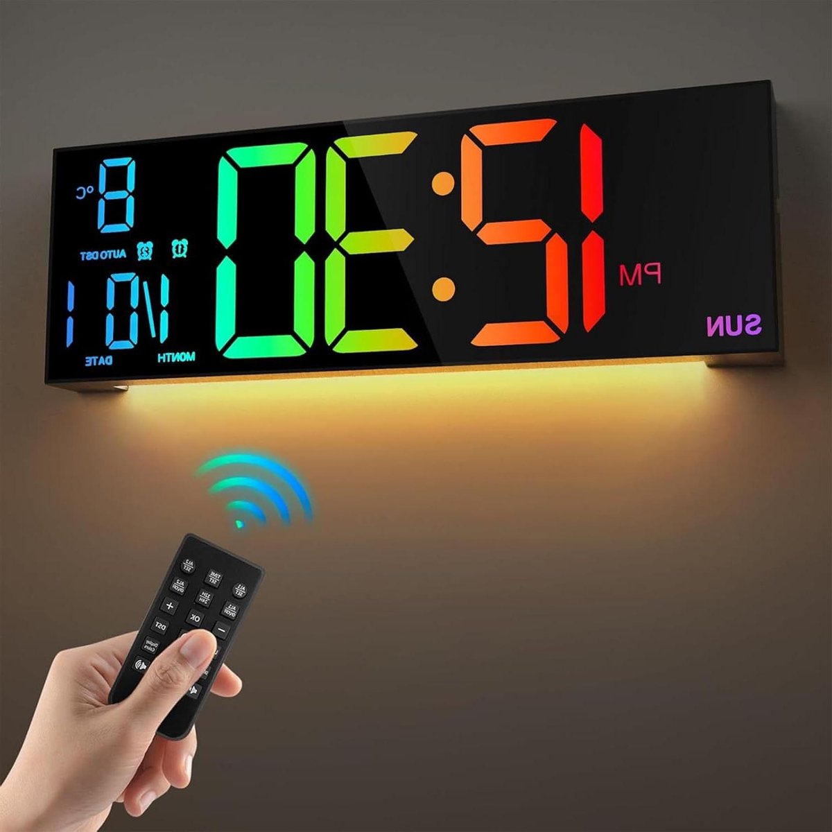 Digitale 3D LED Wandklok – Modern Design Klok Met Helder Display Voor Woonkamer Slaapkamer Of Kantoor