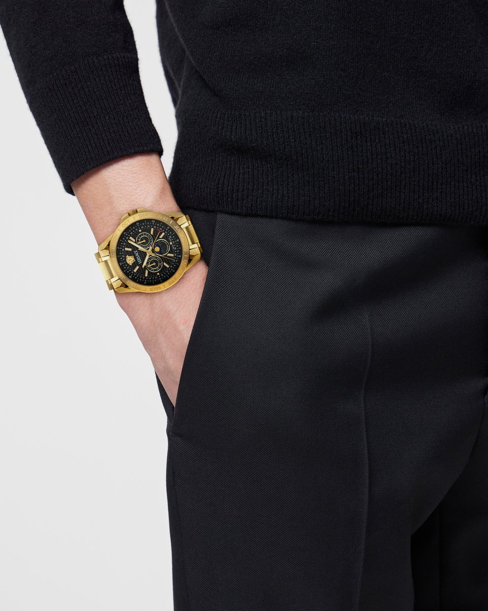 Versace Galaxy Moonphase VE0K00425 Horloge - Staal - Goudkleurig - Ø 43 mm