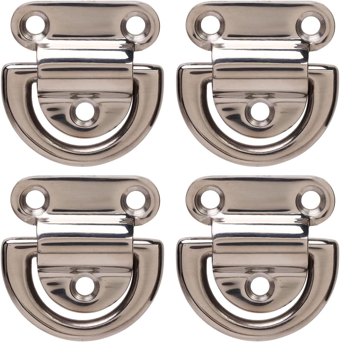 Allecto Plus - 4 sets opvouwbare oog-D-ringen marine hardware-accessoires van roestvrij staal - ideaal voor scheepsjachten