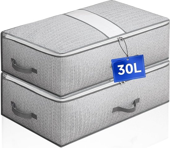 AiQInu 3 stuks opbergdozen voor onder het bed, 100 x 50 x 15 cm, opvouwbare onderbedcommode met kijkvenster, kledingopslag voor kleding, dekens en dekbedden