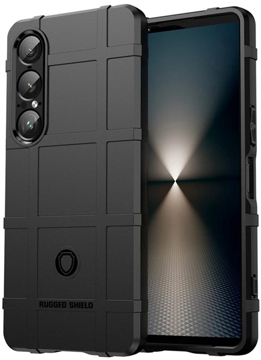 MobyDefend Hoesje - Geschikt voor Sony Xperia 1 VII - Rugged Shield TPU Backcover - Zwart