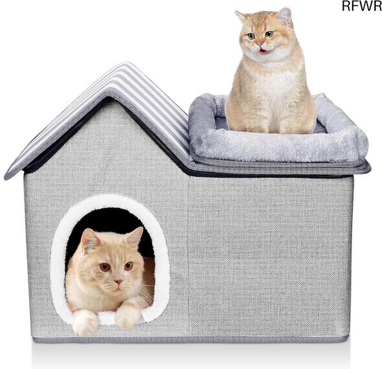 Kattenhuis Villa de Luxe voor binnen en buiten Grijs - Van RHR Pets