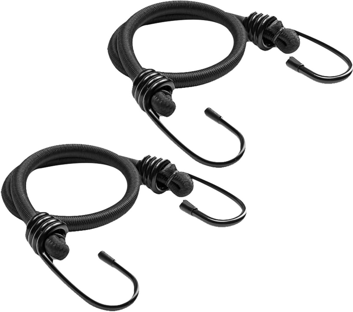 Allecto Plus - Zwarte elastische touwen met haken voor buiten - Multifunctionele elastieken voor camping en fietsendrager - 8 mm x 60 cm