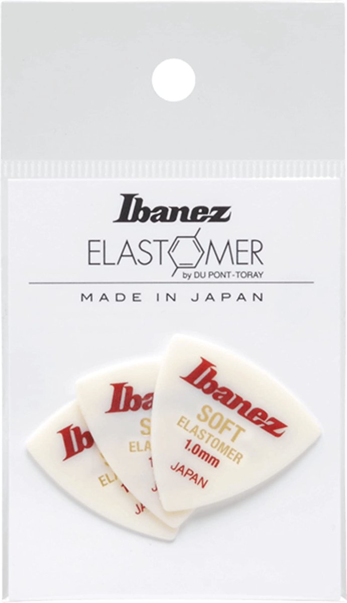 Ibanez BEL8ST10 Elastomer plectrums 3-pack soft 1.0 mm - wit triangle