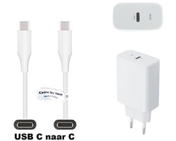 OneOne 30W super snellader. Oplader met Sterke 0,5m OneOne USB C naar C kabel. Universele PD lader adapter past op Apple iPhone 15, iPhone 15 Plus, 15 Pro, 15 Pro Max, iPhone 16, 16 Plus, 16 Pro, iPhone 17, 17 Air, 17 Pro, 17 Ultra