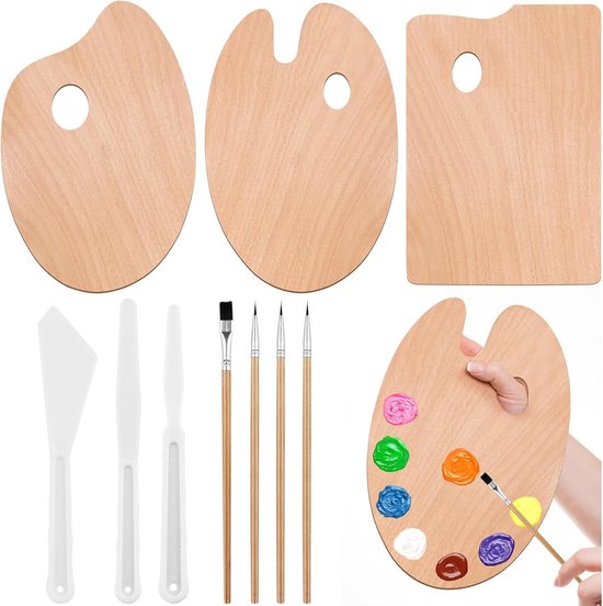 Houten Schilderpalet Set van 2 - Mengpalet voor Doe-Het-Zelf