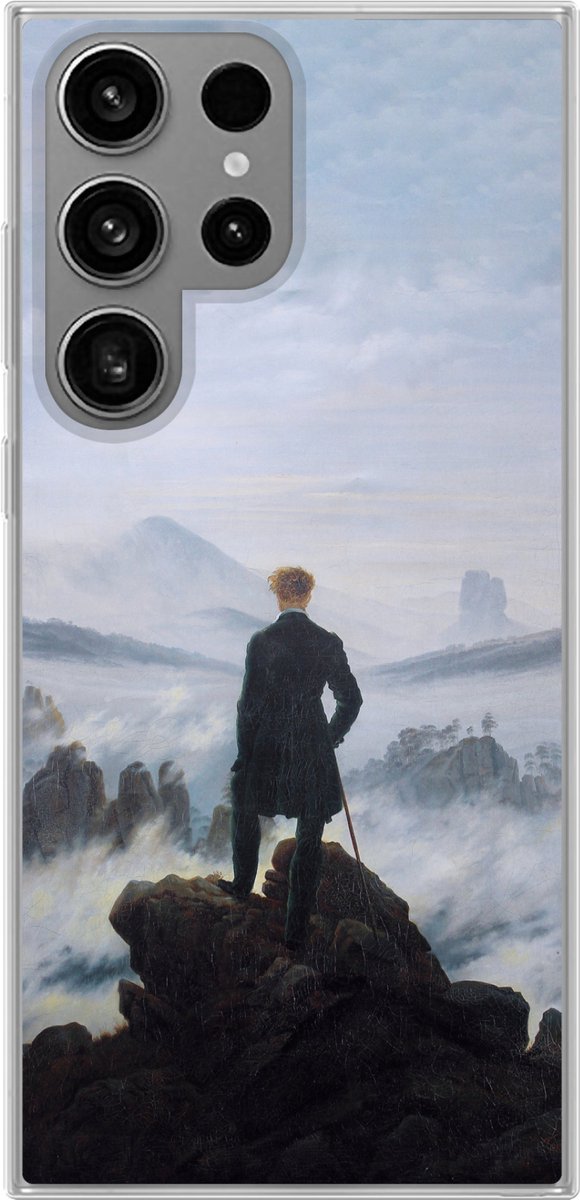 Telefoonhoesje Geschikt voor Samsung Galaxy S23 Ultra hoesje - De zwerver boven de zee van mist - Caspar David Friedrich - Kunstwerk - Siliconen Telefoonhoesje Telefoonhoesje