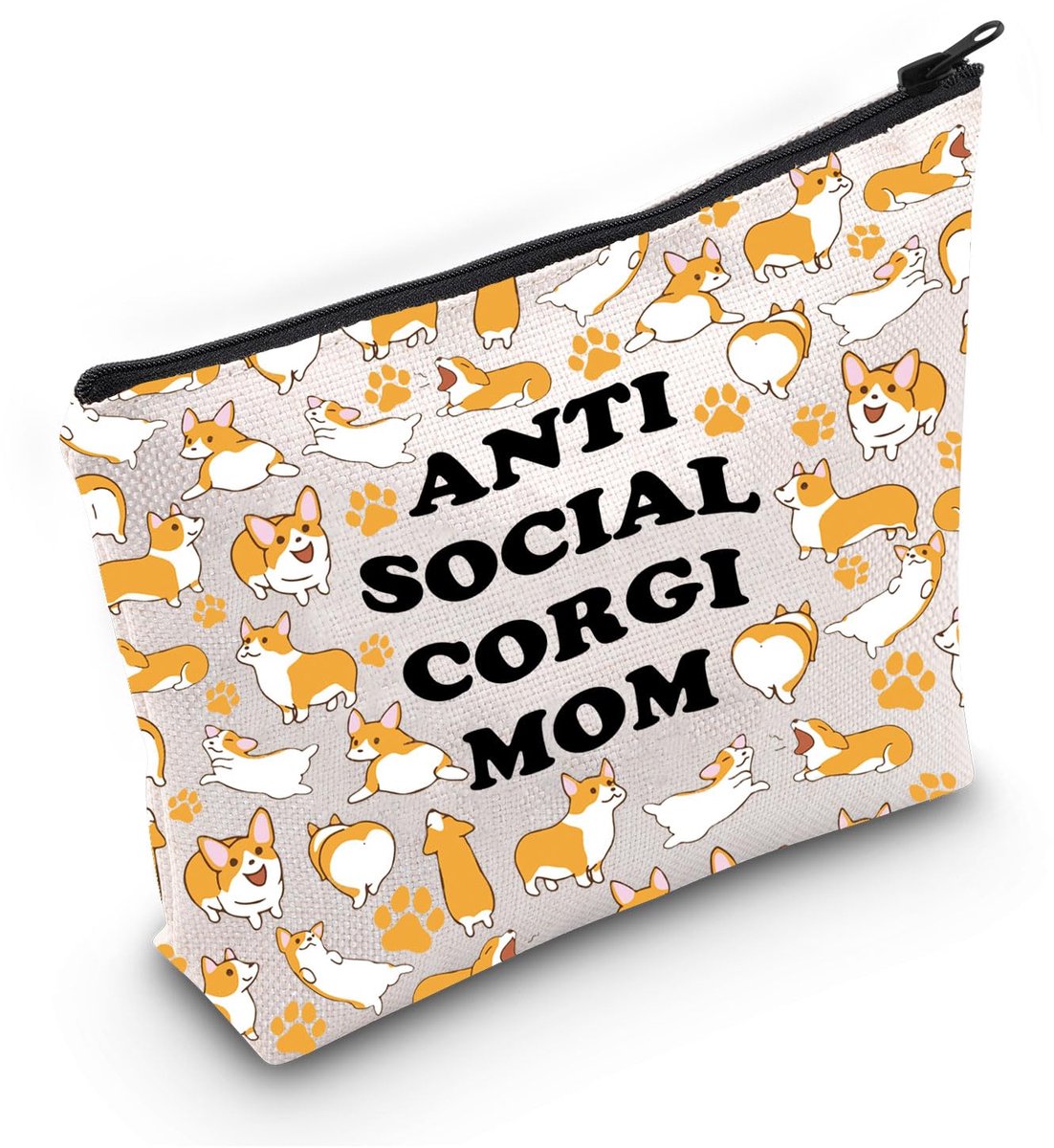 Corgi Lover Gift Antisocial Corgi Mother Makeup Bag Corgi Owner Cosmetic Bag Who Likes Corgis Gift, Antisocial Corgi Bag