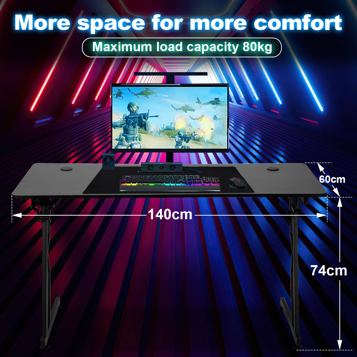 Gaming Bureau met LED Verlichting - Game Bureau