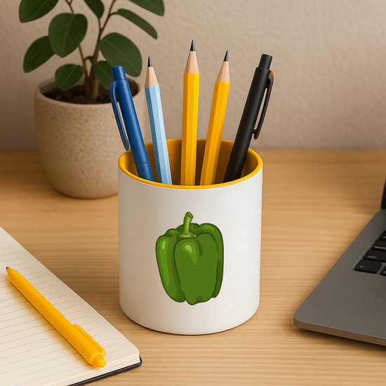 Hacebo® - Pot à crayons poivron vert - Légume - Amoureux des légumes - pot à crayons - Paprika - légume fruit - poivron pointu - Pot à crayons jaune