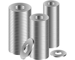 XIATIAN 100pcs Stainless Steel Metric Flat Washers, Flat Washers Set, Screw Repair Kit Flat Rings Metal Tool M5/M6/M8 for Home Automotive Shop Use