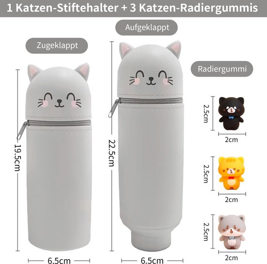 LVZONGXIN Kawaii Pennenetui, 2-in-1 zachte siliconen tas, tafelstifthouder, ritssluiting, siliconen, pennenzak, kleurpotloden, markers, H 18,5 cm (koala