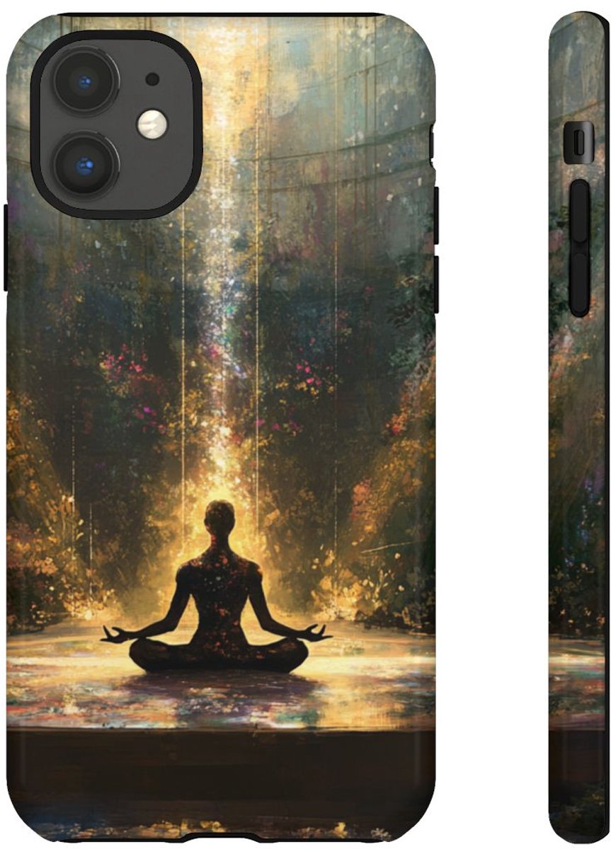 Mediterende Silhouet met Stralend Licht – Telefoonhoesje Geschikt voor iPhone 11
