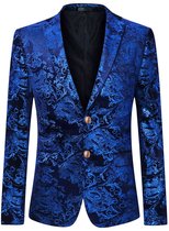 ALLTHEMEN Heren Colbert met Gouden Opdruk - Geborduurde Knopen - XL