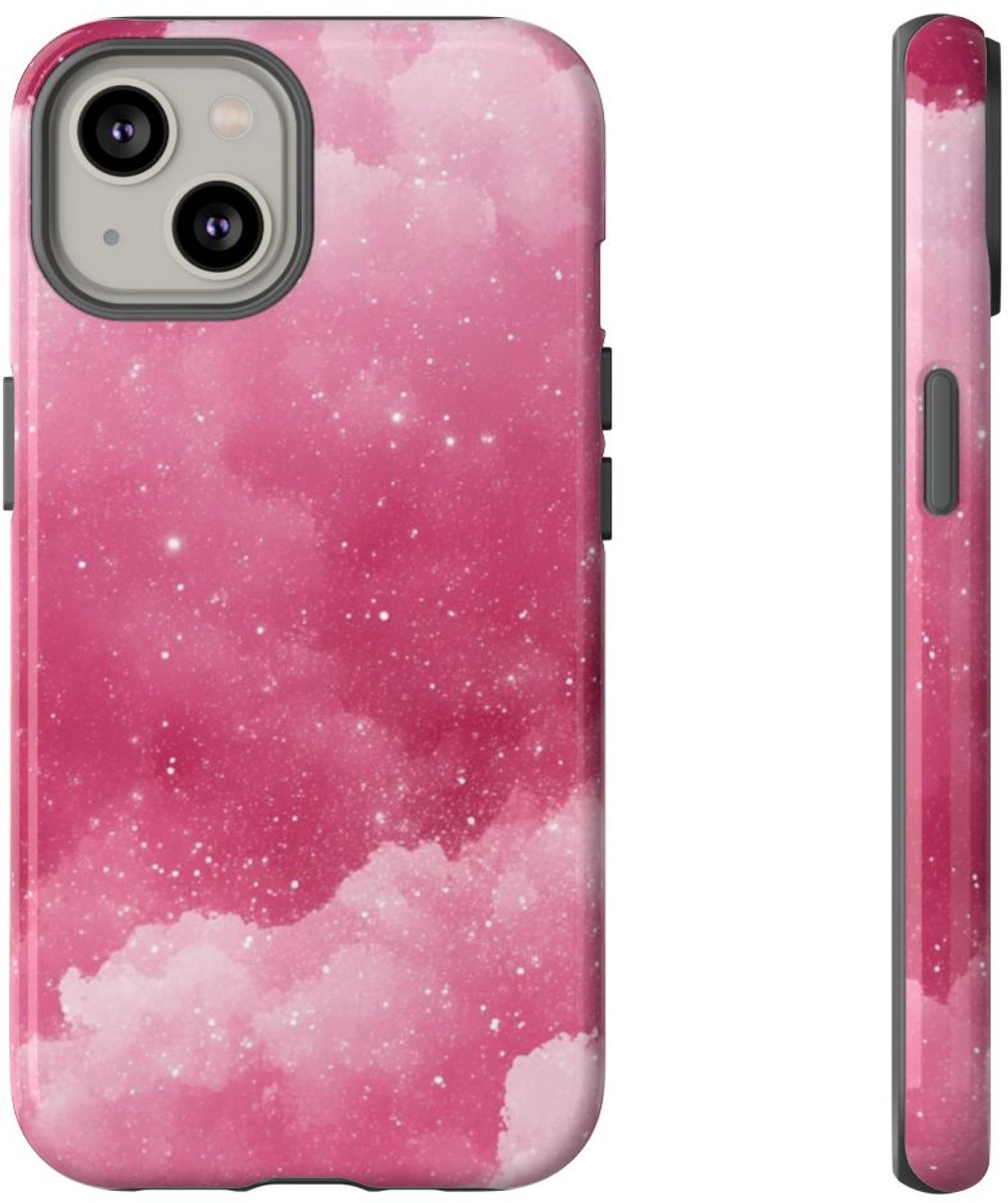 Roze Glitterwolkenpatroon – Telefoonhoesje Geschikt voor iPhone 14