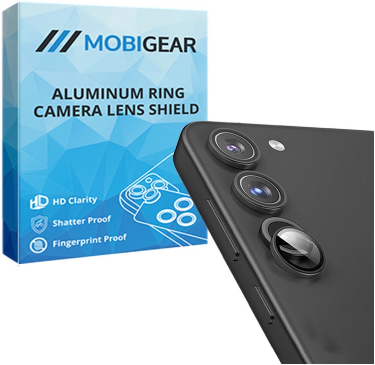 Mobigear Screenprotector geschikt voor Samsung Galaxy S23 Plus Glazen | Mobigear Single Camera Lens Protector - Case Friendly - Zwart