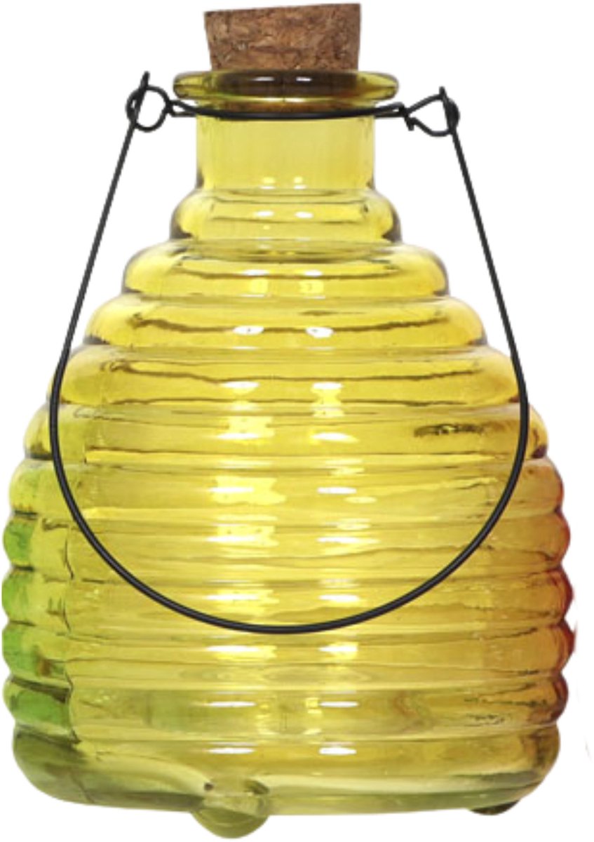 Luance Wespenvanger/wespenval met hengsel - glas - geel - D13 x H17 cm