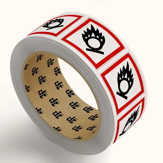 GHS03 oxiderende stoffen stickers op rol - 5 cm - 477 stickers per rol ...