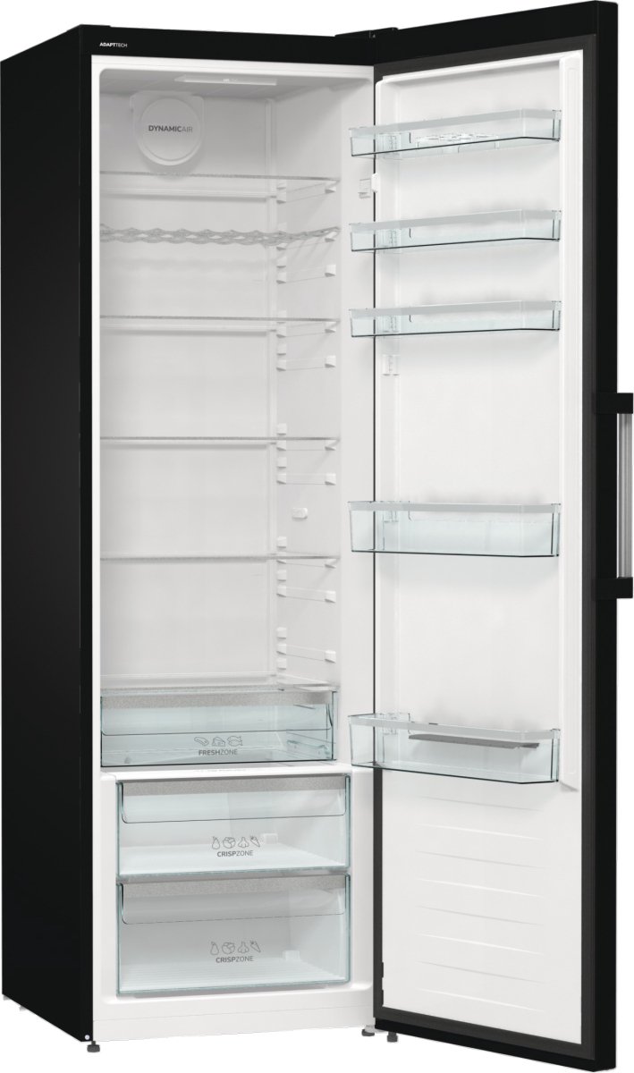 Gorenje R 619 DABK6 koelkast / 185 cm / invertercompressor / CrispZone met vochtigheidsregelaar / AdaptTech / convectiekoelsysteem / snelle koelfunctie / koelkast 398 l / EEK C / zwart [ Energieklasse D ]
