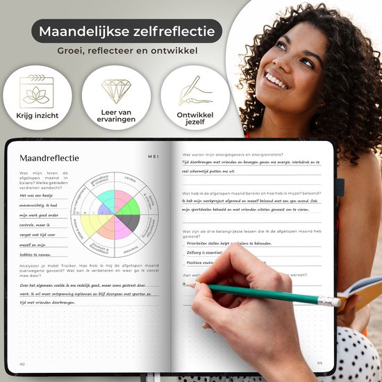 Systemyze Agenda 2025 Adultes - Planificateur 2025 - Journal - Organisateur - Inclus feuilles d'autocollants - Format A5 - Anthracite