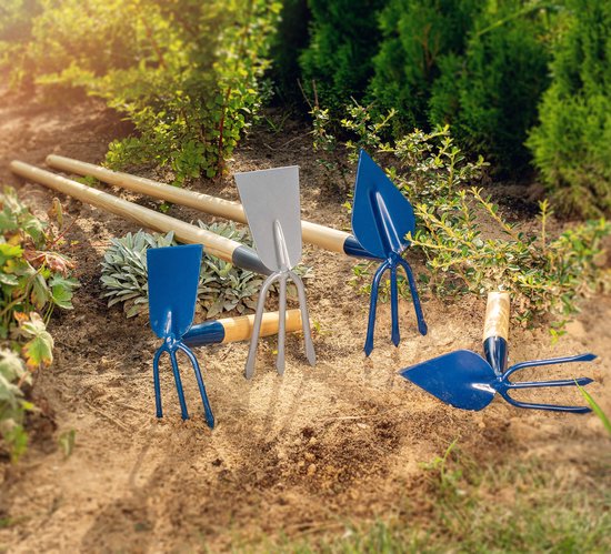 KADAX Metalen hak, tuinhak met lange steel van hout, dubbele hak voor de tuin voor het losmaken, luchten en wieden van de grond, onkruidhak (lang, hartvorm - 3 tanden, met houten steel) van KADAX — afbeelding 5