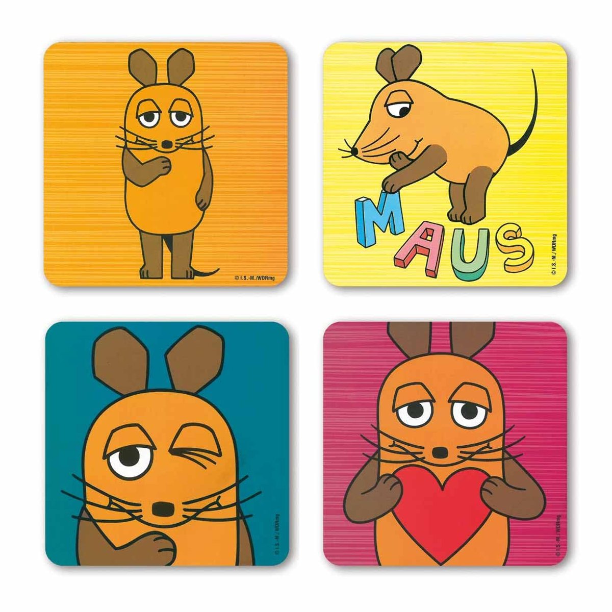 Logoshirt® The Show met de Muis | Muis | Onderzetters | Set van 4 | Kurk | 10x10cm | Duurzame print | Gelicentieerd origineel ontwerp