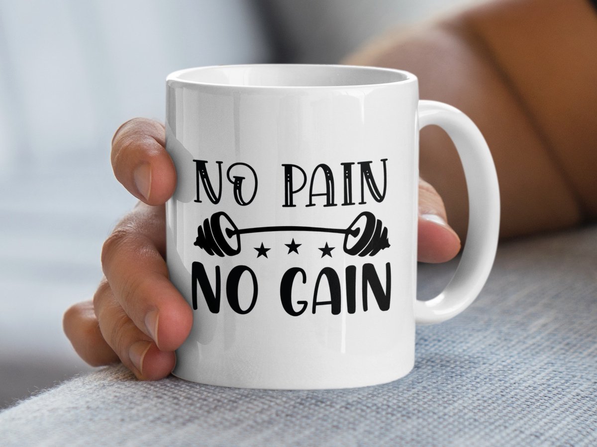 No Pain No Gain Mug, Fitness Mug, Gym Mug, Workout Mug, Motivation Mug, Weightlifting Gift, Bodybuilding Mug, Training Mug, Gym Lover Gift