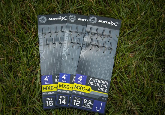 Matrix Onderlijn MXC-4 X-Strong Boilie Pin Rigs 10cm Eyed-Barbless (8 pcs) - Maat : Haak 14 - 0.200mm van Matrix — afbeelding 4