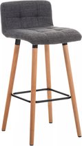In And OutdoorMatch Luxe barkruk Levi - Ergonomisch - Met rugleuning - Set van 1 - Barstoelen voor keuken of kantine - Polyester - Donkergrijs - Zithoogte 75cm