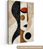 Canvas schilderij 40x60 cm - Wanddecoratie Gezicht - Abstract - Kunst - Vormen - Muurdecoratie woonkamer - Kamer decoratie modern - Abstracte schilderijen