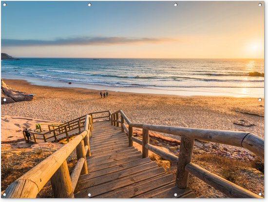 Décoration murale extérieure Plage - Escaliers - Portugal - 160x120 cm - Toile de jardin - Poster extérieur
