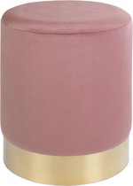 House Nordic Gamby Pouf en velours rose avec base en acier couleur laiton