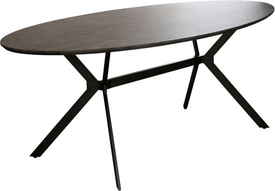 Table de salle à manger Aspect Béton - Grijs - Ovale - 200x100x76cm - Giga Meubel